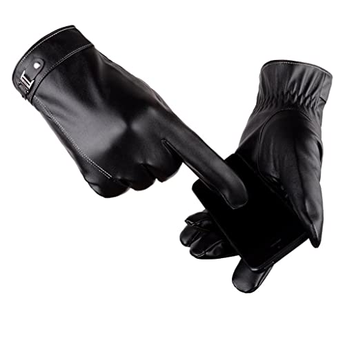 Colcolo Luvas de couro PU Luvas de inverno quente, luvas touchscreen, luvas de condução, luvas de fr