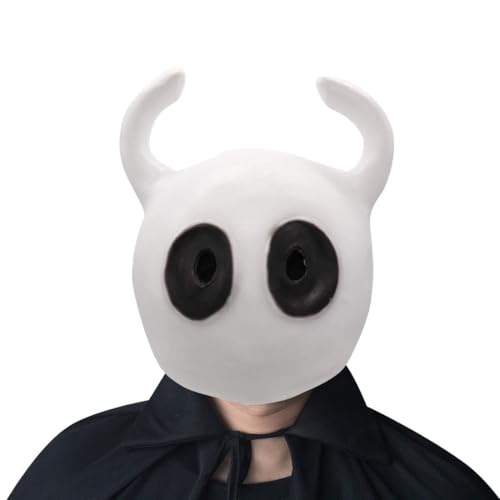 Lyxaof Hollow Knight Mask White Scary Demon Game Mask Latex Full Haed Cosplay Helmet Adult Halloween Costume Accessories