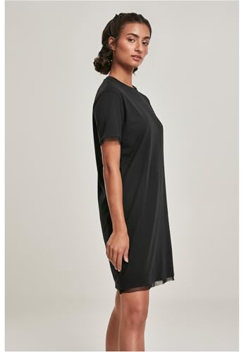 Urban Classics Kleid Ladies Boxy Lace Hem tee Dress Vestido, Black, L para Mujer