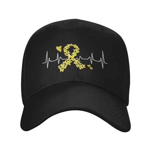 Heartbeat Line - Childhood Cancer Awareness Classic Duckbill Caps for Stylish Sun Protection Black