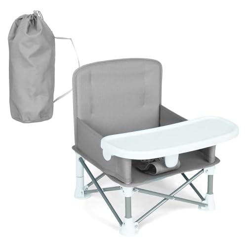 MFSLOVE Tragbare Sitzerhöhung mit Futterschale für Babys Booster Stuhl für 6 Monate bis 3 Jahre Kompakter Faltbarer Sitzerhöhung Babystuhl Reisestuhl
