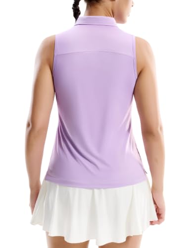 Image of MIER Womens Sleeveless Golf Polo Shirt, UPF 50+ Quick Dry Quarter Zip Tops