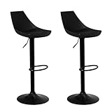 LOLAhome Set de 2 Taburetes Altos Cocina Giratorios en 360°, Negros