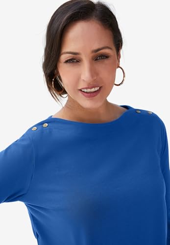 Jessica London Women's Plus Size Boatneck Tunic Top 3/4 Sleeve Shirt Loose Fit2