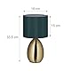 Relaxdays Nachttischlampe Touch dimmbar, moderne Touch Lampe, 3 Stufen, E14, Tischlampe mit Kabel, 33,5 x 18 cm, messing