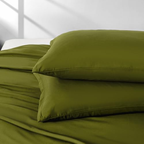 Image of Queen Size Zipper Pillow Cases Set of 2,Deep Sage Green,20x30 Inches | Soft Comfortable, Not Shrink, Breathable Luxury