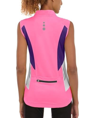 Image of Little Donkey Andy Women's Half Zip Breathable Cycling Vests Reflective Sleeveless Jerseys Shirts Golf 4 Rear Pockets