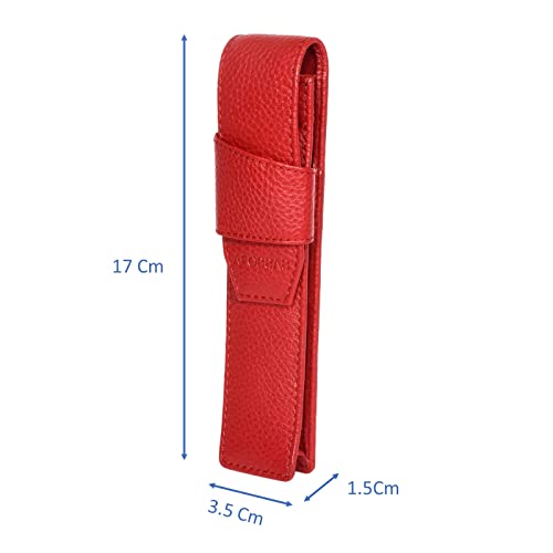 Image of Sassora Genuine Leather Pen Holder Case (Set of 1) (Red)
