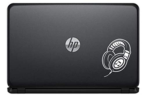 Headphone Version 3 Vinyl Decal Sticker for Computer MacBook Laptop Ipad Electronics Home Window Custom Walls Cars Trucks Motorcycle Automobile and More (White)