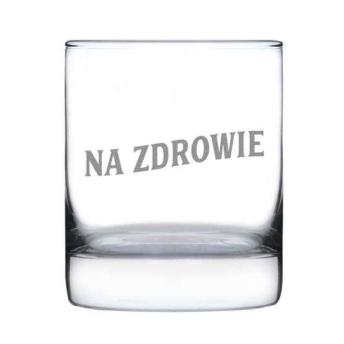 Bevvee Na Zdrowie - Polish Cheers - Whiskey Rocks Glass - Fun Poland Themed Gifts or Party Decor for Women and Men - 10.25 Oz
