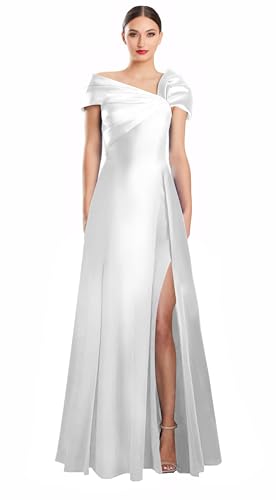 Image of Off Shoulder Satin Formal Dresses Long A Line Evening Party Prom Dresses for Women EA002