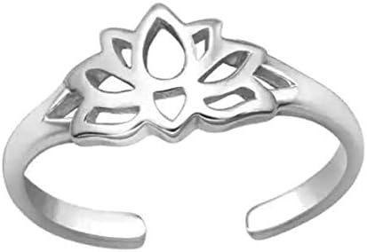 KIWI DAISY Hypoallergenic Sterling Silver Lotus Toe Ring (Adjustable)