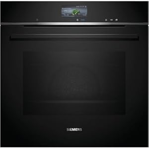 Siemens HR776G1B1, iQ700 Smarter Einbau-Backofen mit Dampffunktion, 60 x 60 cm, Made in Germany, Schwarz, activeClean Pyrolyse & humidClean Hydrolyse, Air Fry, Automatikprogramme, Farbiger Touchscreen