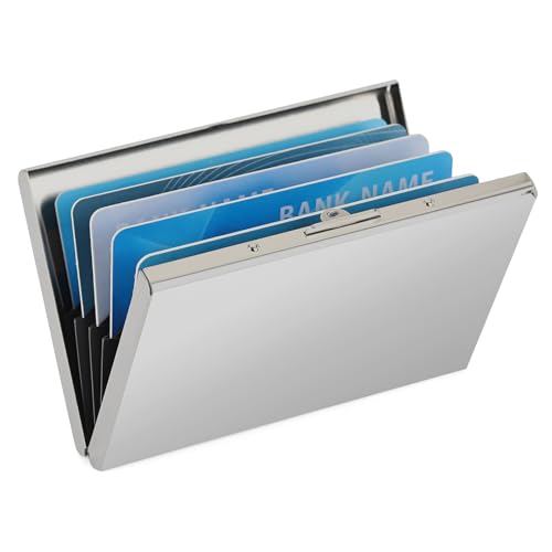Image of Stainless Steel Credit Card Wallet RFID Blocking Metal Case Pocket Business Card Holder for Women and Men