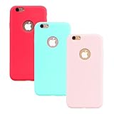 WindTeco 3 × Funda iPhone 6S Plus, Carcasa Ultra Fina Silicona TPU Gel Protector Flexible Cover Funda para Apple iPhone 6 Plus / 6S Plus 5.5" (Rojo, Verde, Rosa)