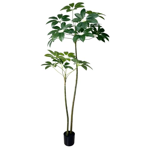 Artificial Umbrella Tree 4/5/6ftTall Fake Plants Artificial Umbrella Plants for Indoor Fake Trees for Office Home Living Room Floor Patio Greening Porch Decor (6-FT)