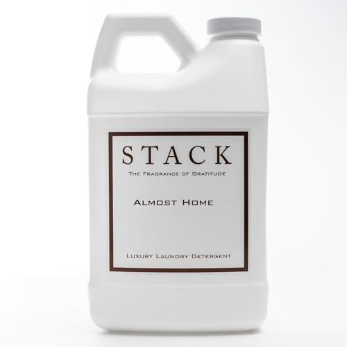 STACK Almost Home Luxury Laundry Detergent - Premium Scented Laundry Detergent for HE & Standard Washers - Infused With Wild Jasmine, Suede, & Musk - Dye Free Gentle & Effective Cleaning - 64 oz