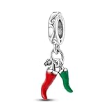 Chili Red Pepper Dangle Charm, Chili Pepper Charm, Sterling Silver, Gift For Wife, Women, Friends, Family, Compatible To Pandora
