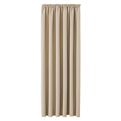 Aspire Homeware Door Curtain Pencil Pleat Blackout Cream Curtains for Living Room Super Soft Thermal Insulated Single Panel 66 x 84 inch Drop Bedroom Curtains with Tie Back