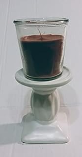 JF-Pair of Stoneware Pillar Candle Pedestals, Black or White 2 Styles, 4.5x3.5 in (White Style 1)