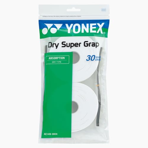 YONEX Dry Super GRAP Blanc (30 Pcs) - Surgrip Raquette Badminton et Tennis Anti-Transpiration