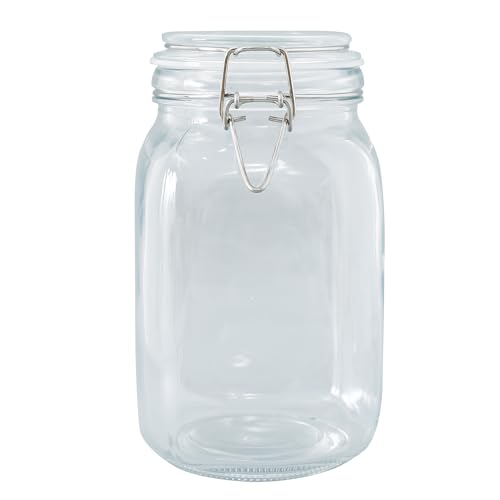 Image of UMAI Glass Jar for Kitchen Storage | 2000ml | Mason Jar for food Storage with Buckle Lid and Wide Mouth | Multipurpose Airtight Glass Container with Leakproof Rubber Gasket | Transparent