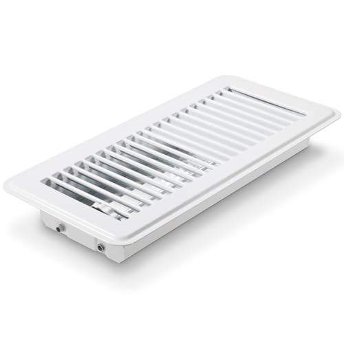 OSMOFUZE Floor Register 4 x 10 inch Vent Covers for Home Floor Adjustable Air Vent Covers Ceiling Vent Magnetic PVC Screen Cover Filter Vent Screen Traps Debris White 1 Pc