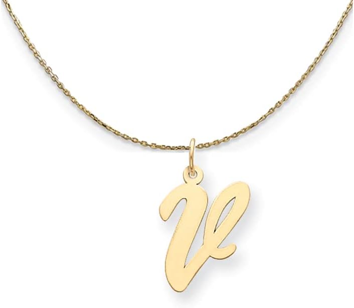 The Black Bow 14k Yellow Gold Medium Script Initial V Necklace