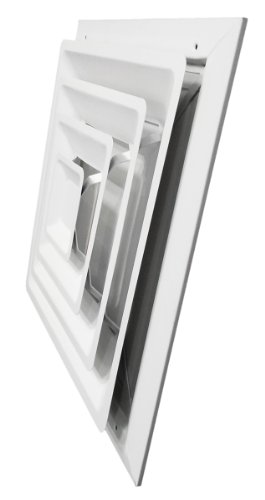 Shoemaker 425 Series 20" X 20" White Step Down 4-Way Diffuser With Damper (For 20" X 20" Hole) #TOP4