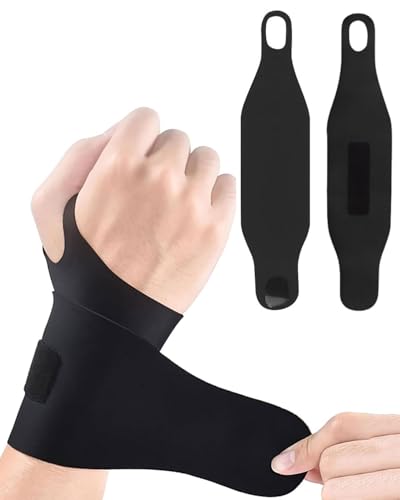 FUGLUS 2 PCS Muñequera Transpirable Ultrafina,Ajustable Muñequeras Tunel Carpiano,Vendaje Muñeca para Tendinitis,Artritis,Tenis,Fitness,Halterofilia,Hombres y Mujeres(Negro)