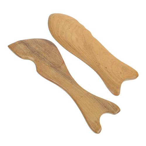 ERINGOGO 2 piezas Herramienta de Masaje de Madera con Forma de Pez Tabla de Gua Sha para Salud Corporal Masajeador para Cuello Espalda y Relajación Muscular de Ligero y Portátil