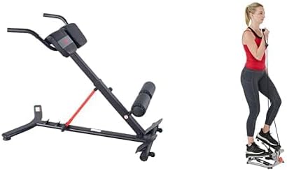 Sunny Health & Fitness Advanced Mini Home Steppers with Resistance Bands – SF-S0978 + Unisex’s Station-SF-BH620062 Hyperextension Roman Chair with Dip Station