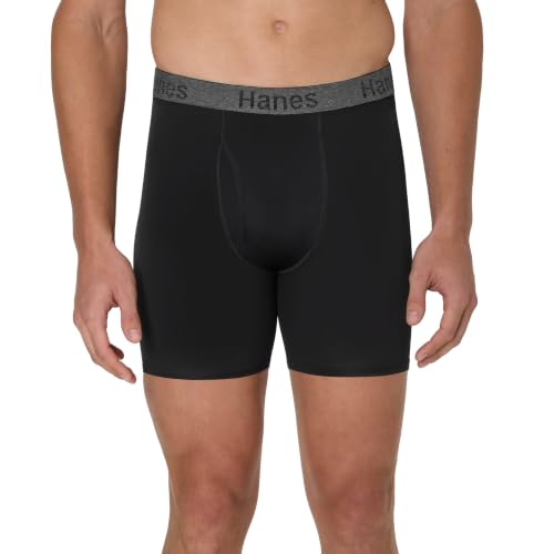 Hanes Men's Stay Dry Pouch Boxer Briefs, Performance Stretch Boxer Brief with Leak Protection, 3-Pack - image 2