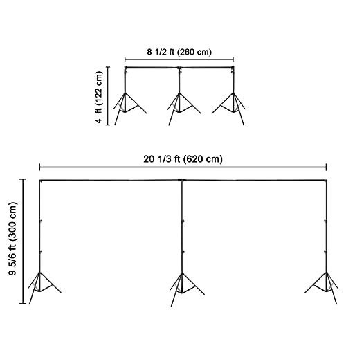 Aw 10X20Ft Backdrop Stand Adjustable Photography Background Support System 2 Way To Set Up For Party Wedding Photography Classroom Stage For Puppets 8 Spring Clamps,3 Clips,3 Sand Bag,1 Carry Bag #TOP5