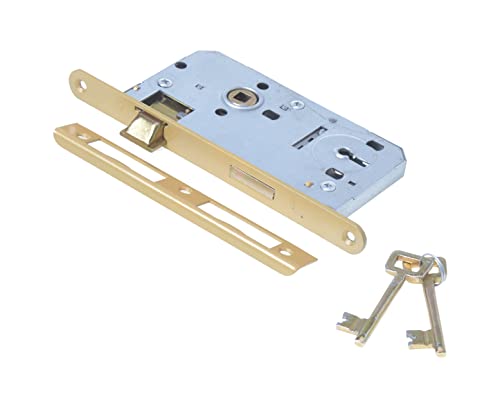 Aqbau® Türschloss Zimmertürschloss 72 / 50mm DIN Links Zimmertürschlösser mit schlüssel, Zimmertür Einsteckschloss Zimmertür Schloss Bunbartschlüssel Schloss zimmertürschlösser