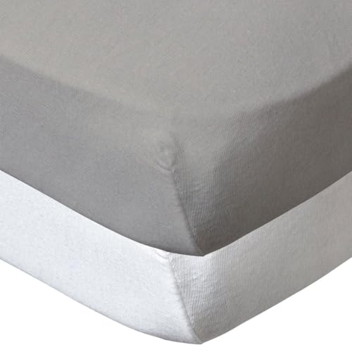Babycalin lot de 2 Draps Housse Blanc/Taupe 60 x 120 cm