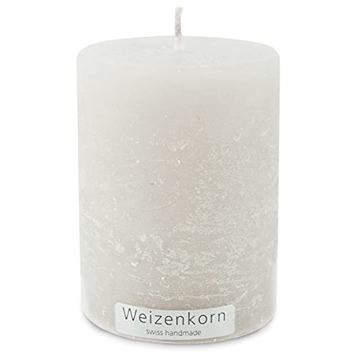 Weizenkorn Stumpen Kerze Ice Alabastergrau Ø 6,6 cm / 9 cm durchgefärbt, Hand gegossen Cover