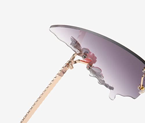 Women's Butterfly Shape Diamond Rimless Sunglasses Uv Blocking Sunglasses For Driving Fishing Hunting Hiking Outdoor Sports Purple #TOP2