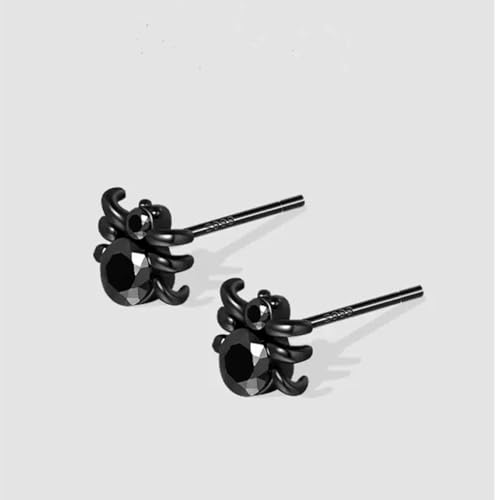 Minimalist 925 Sterling Silver Stud Earrings Punk Black Spider Stud Earrings (1 pair)4