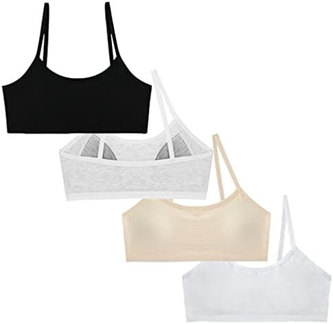 Herepai Teen Girls' Training Bra Seamless Cotton Cami Wireless Bras Elastic Thin Shoulder Straps 12-16T