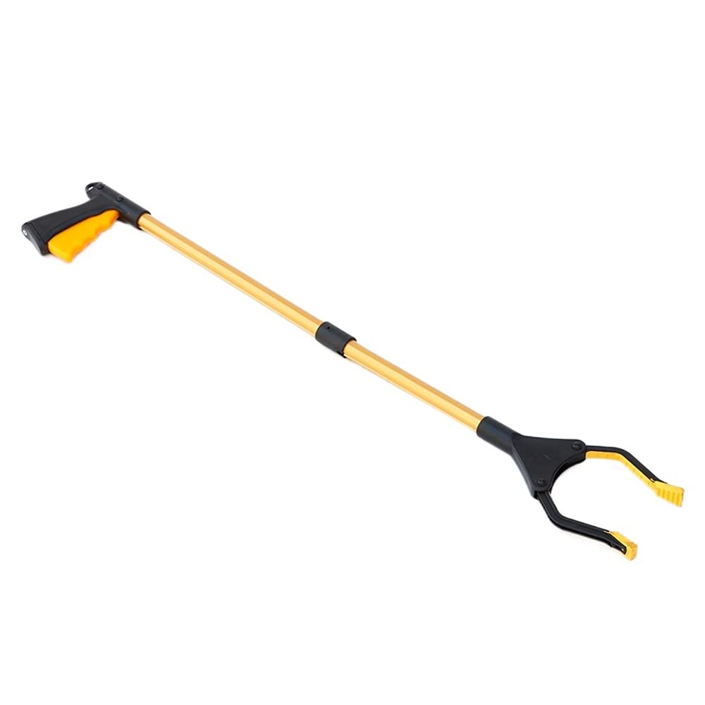 Abfallsammler, 31 Zoll, faltbarer Reacher-Greifer, leichte Aluminium-Greifhilfe mit drehbarem Gummigreifer, langer Arm-Extender-Aufnahmewerkzeug für ältere Menschen, Gartengreifer (grün) (golden)