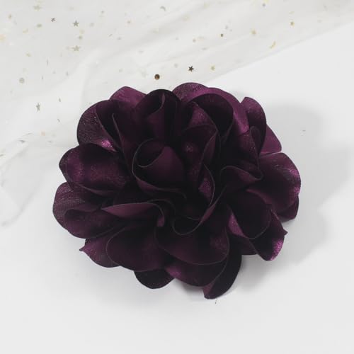 Image of 6.3 Inches Large Rose Flower Brooches and Pins for Women | Rose Flower Hair Clips for Women | Brooch for Woman Dresses | Hat & Hair, Pin for Clothes, Grape