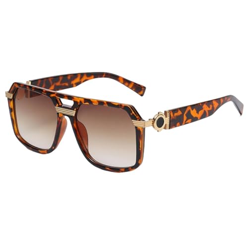 Lunettes de soleil rétro surdimensionnées à double pont géométrique