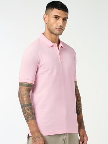 Image of Bewakoof Men Solid Regular Fit Half Sleeve Collar Pure Cotton T-Shirt