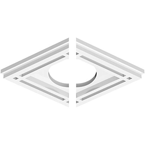 Image of Ekena Millwork CMP10X6DD2-03000 Diamond Architectural Grade PVC Contemporary, Two Piece Urethane Ceiling Medallions 10 inchW x 6 5 /8 inchH x 3 inchID x 3 1 /2 inchC x 1 inchP