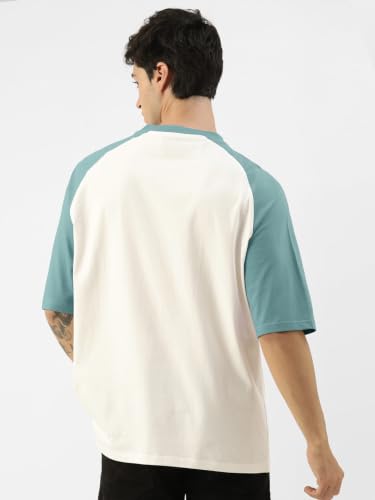 Image of Maniac Men's Printed Raglan Round Neck Half Sleeve Oversized T-Shirt