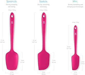 DI ORO Seamless Series 3 Piece Silicone Spatula Set - 600°F Heat Resistant Non Stick Rubber Kitchen Scraper Spatulas for Cooking, Baking, and Mixing – BPA Free and LFGB Certified Silicone (Magenta)