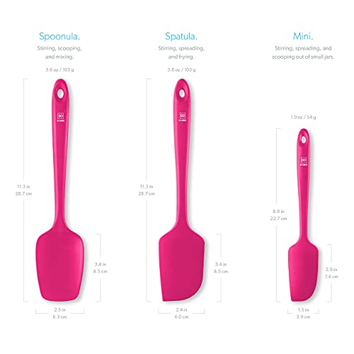 DI ORO Seamless Series 3 Piece Silicone Spatula Set - 600°F Heat Resistant Non Stick Rubber Kitchen Scraper Spatulas for Cooking, Baking, and Mixing – BPA Free and LFGB Certified Silicone (Magenta)