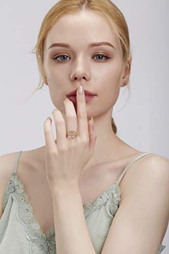 Bbl Cz Adjustable Open Ring 18K Gold Plated Rings For Women Dainty Leaf Ring Cubic Zirconia Personalized Letters Unique Wedding Engagement Anniversary Statement Band Rings For Women Girls #TOP5