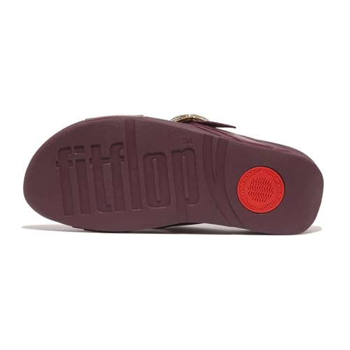 Image of FitFlop Women's Lulu Crystal-Buckle Leather Cross Slide Sandal